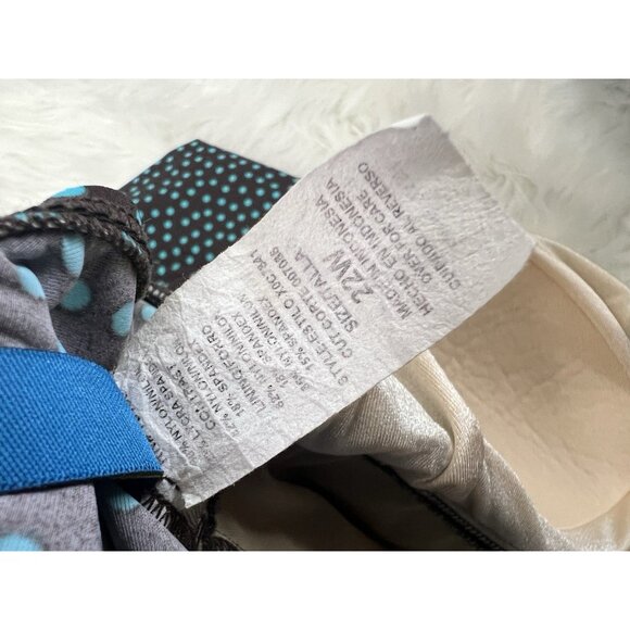 Maxine of Hollywood Vtg Plus 22W One Piece Swimsuit Dress Brown & Teal Polkadot - Picture 8 of 11